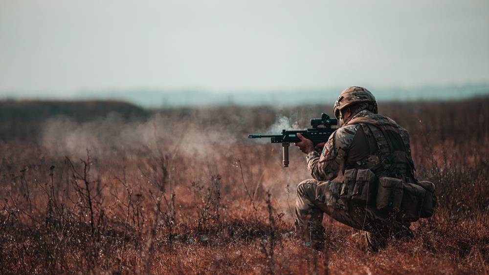 British Soldiers complete section live fire training during eFP