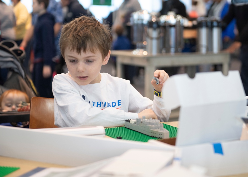 U.S. Navy Sailors volunteer for LEGO Brick by Brick Shipbuilding Event