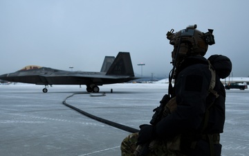 Special Tactics operators simulate first-ever extreme cold weather FARP with next generation fighters