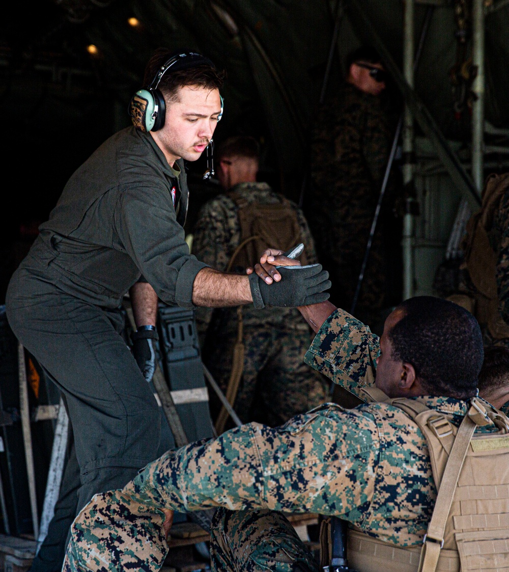 Marines board KC-130J at MCAS Camp Pendleton