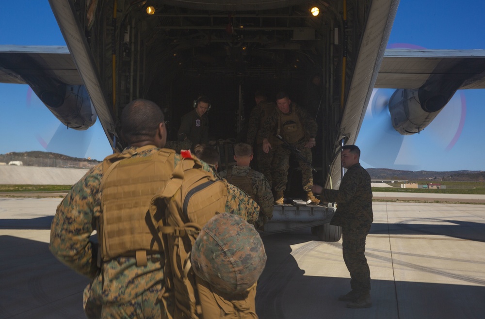 Marines board KC-130J at MCAS Camp Pendleton