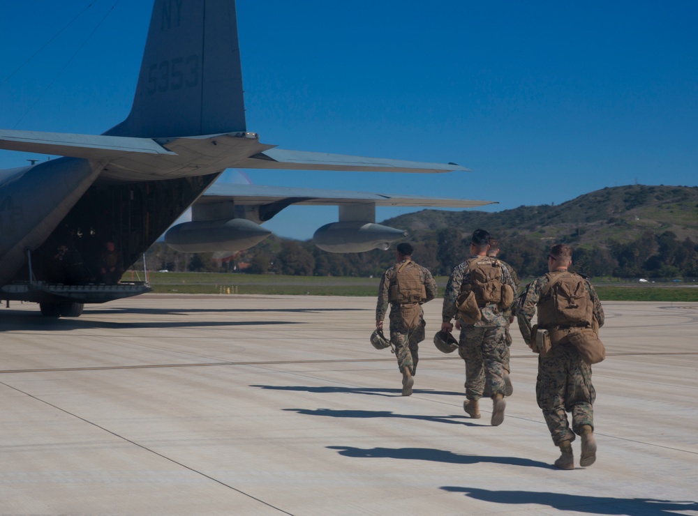 Marines board KC-130J at MCAS Camp Pendleton