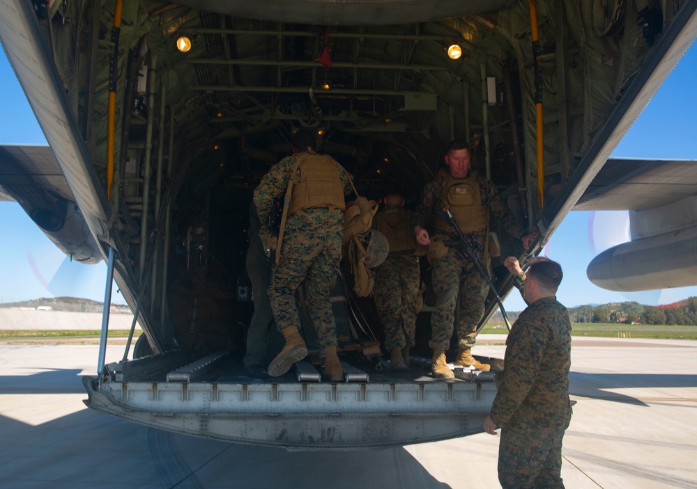 Marines board KC-130J at MCAS Camp Pendleton