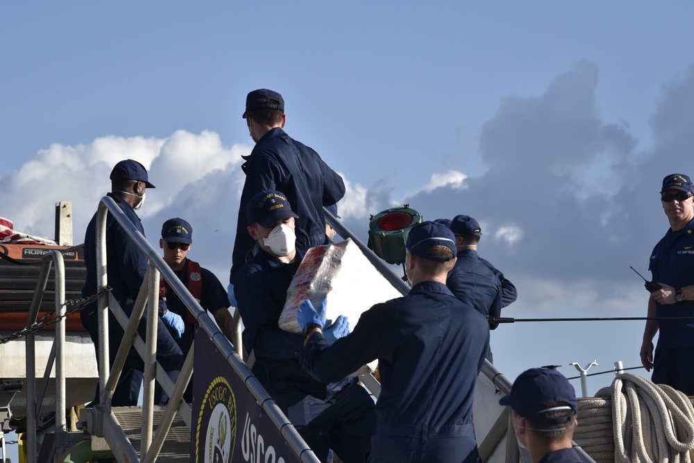 Coast Guard and United Kingdom Royal Navy interdict 3,086 pounds of cocaine and apprehend 9 smugglers in the Caribbean Sea