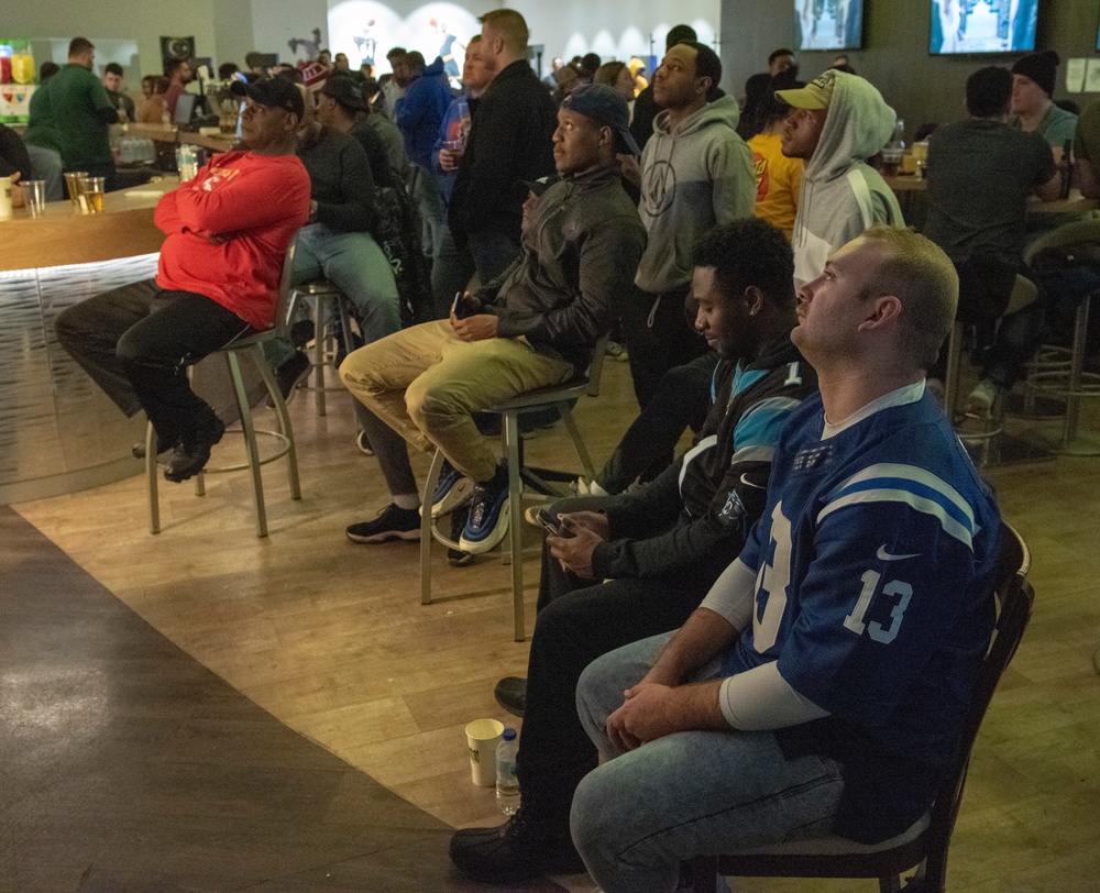 Service members watch 2020 Super Bowl