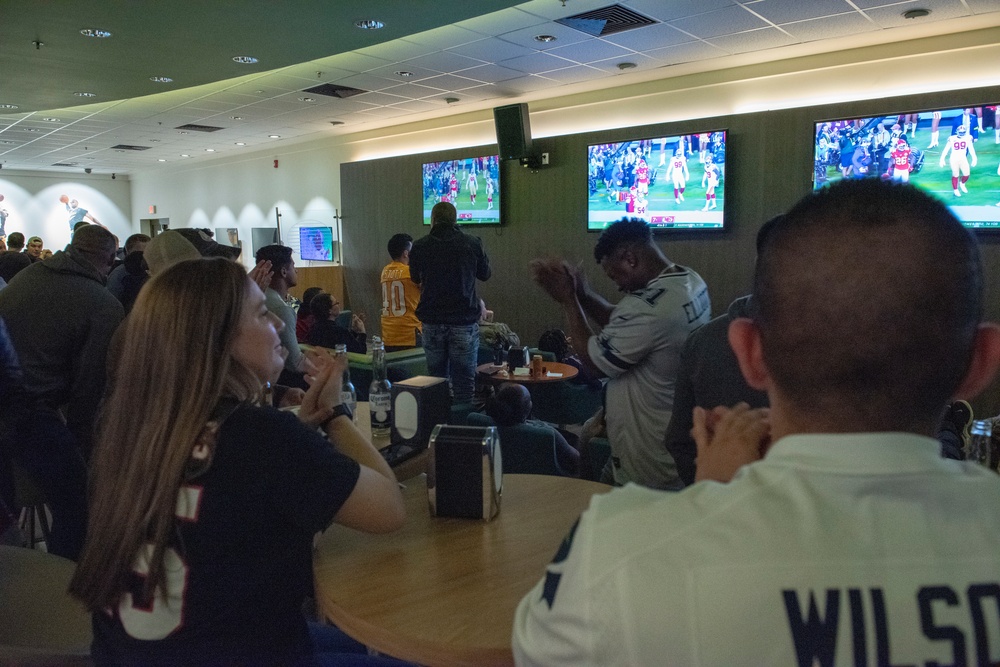 Service members watch 2020 Super Bowl
