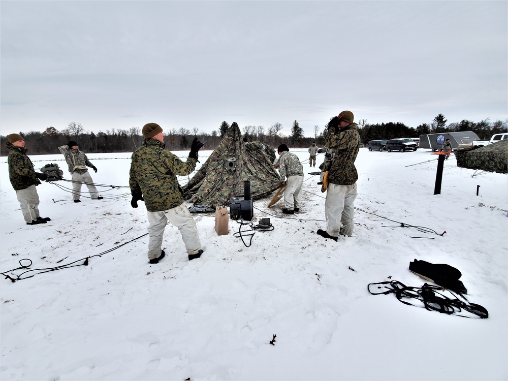 Cold-Weather Operations Course students practice use of Arctic 10-person tent at Fort McCoy