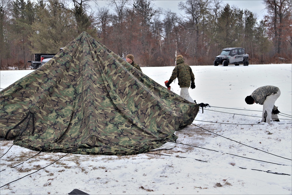 Cold-Weather Operations Course students practice use of Arctic 10-person tent at Fort McCoy