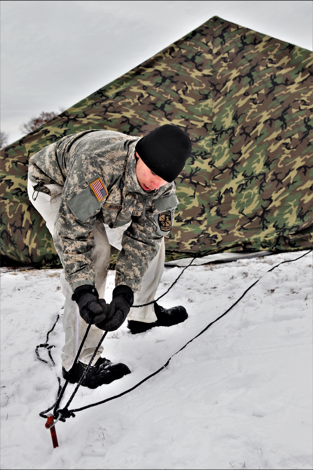 Cold-Weather Operations Course students practice use of Arctic 10-person tent at Fort McCoy