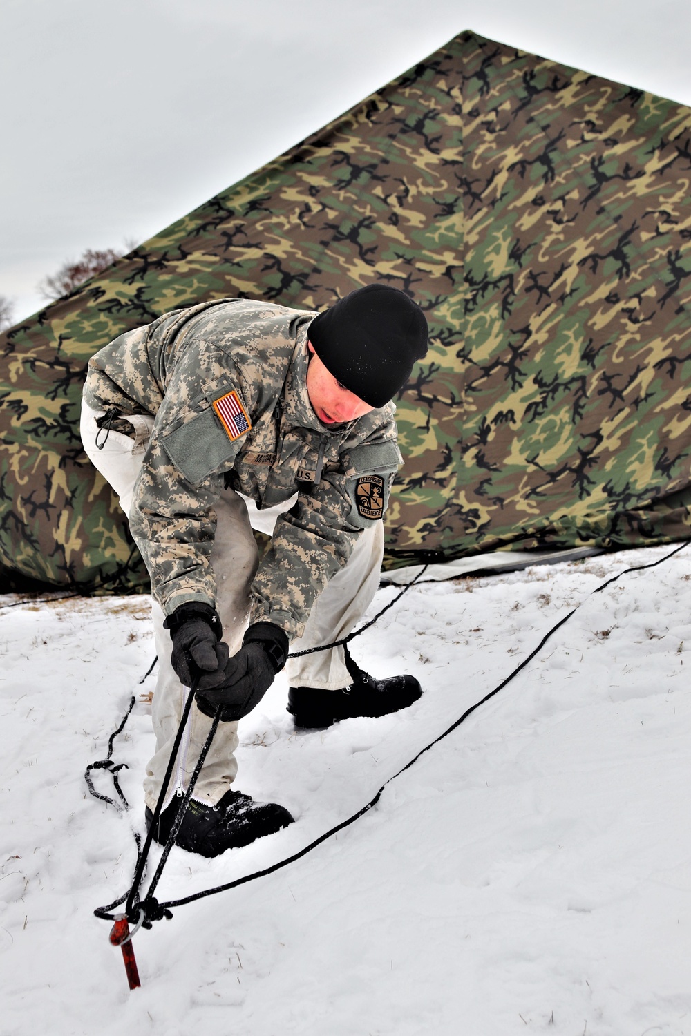 Cold-Weather Operations Course students practice use of Arctic 10-person tent at Fort McCoy