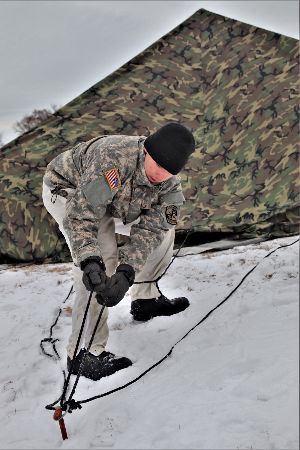 Cold-Weather Operations Course students practice use of Arctic 10-person tent at Fort McCoy