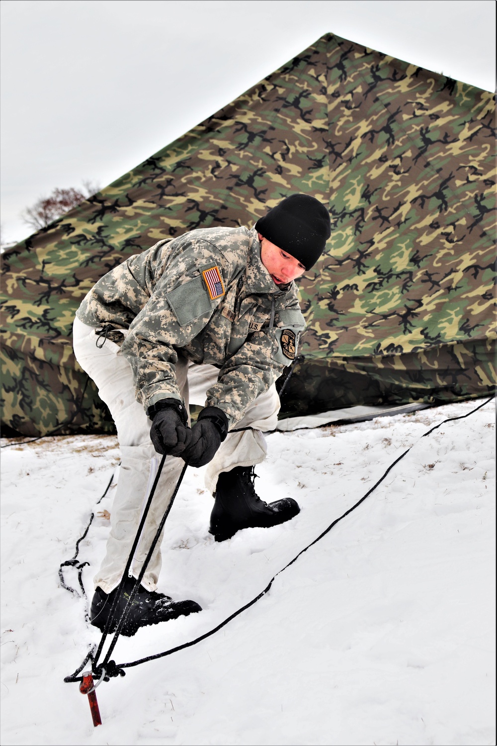 Cold-Weather Operations Course students practice use of Arctic 10-person tent at Fort McCoy