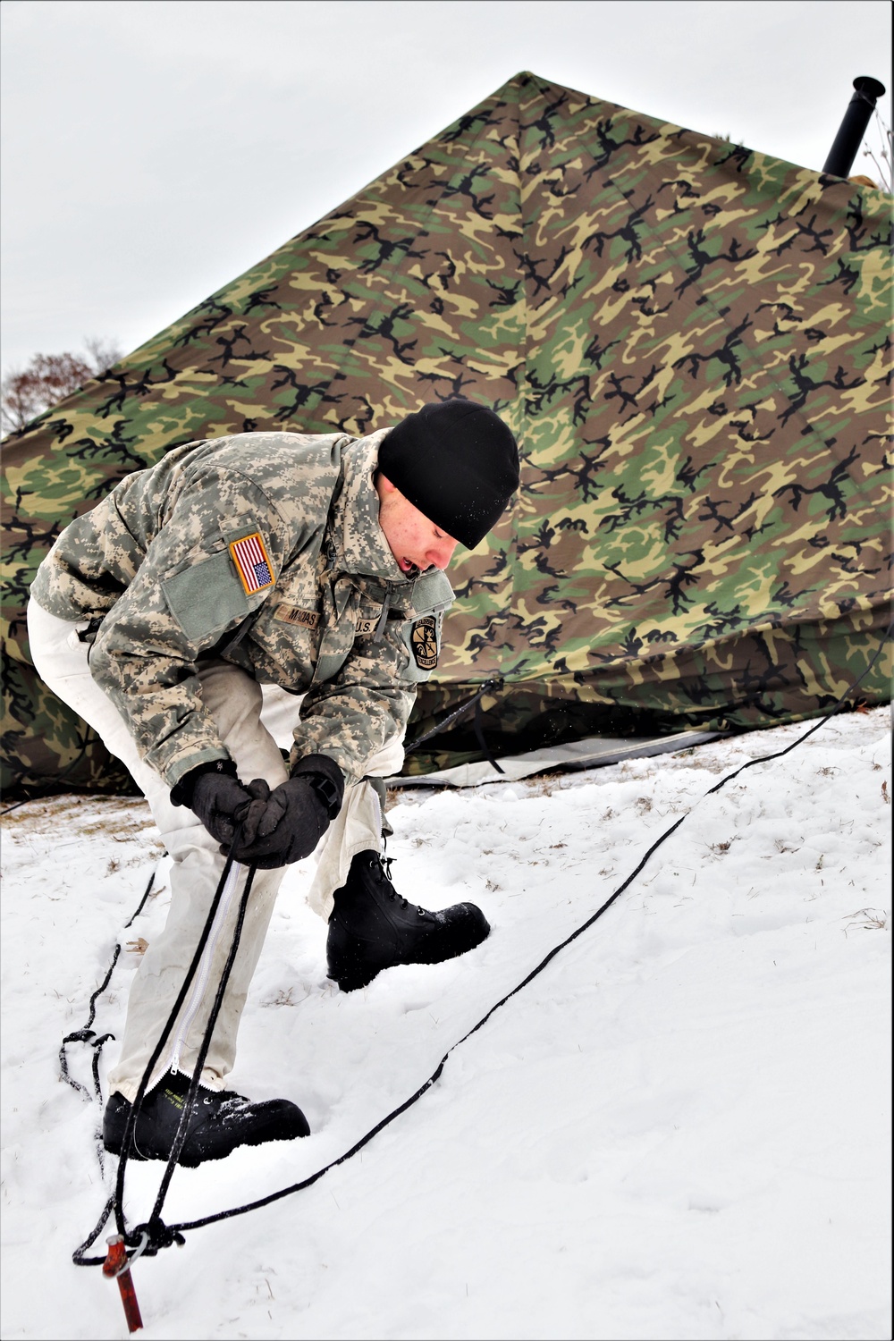 Cold-Weather Operations Course students practice use of Arctic 10-person tent at Fort McCoy