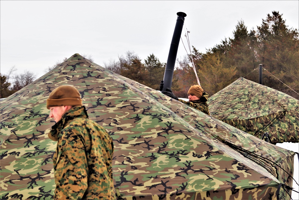 Cold-Weather Operations Course students practice use of Arctic 10-person tent at Fort McCoy