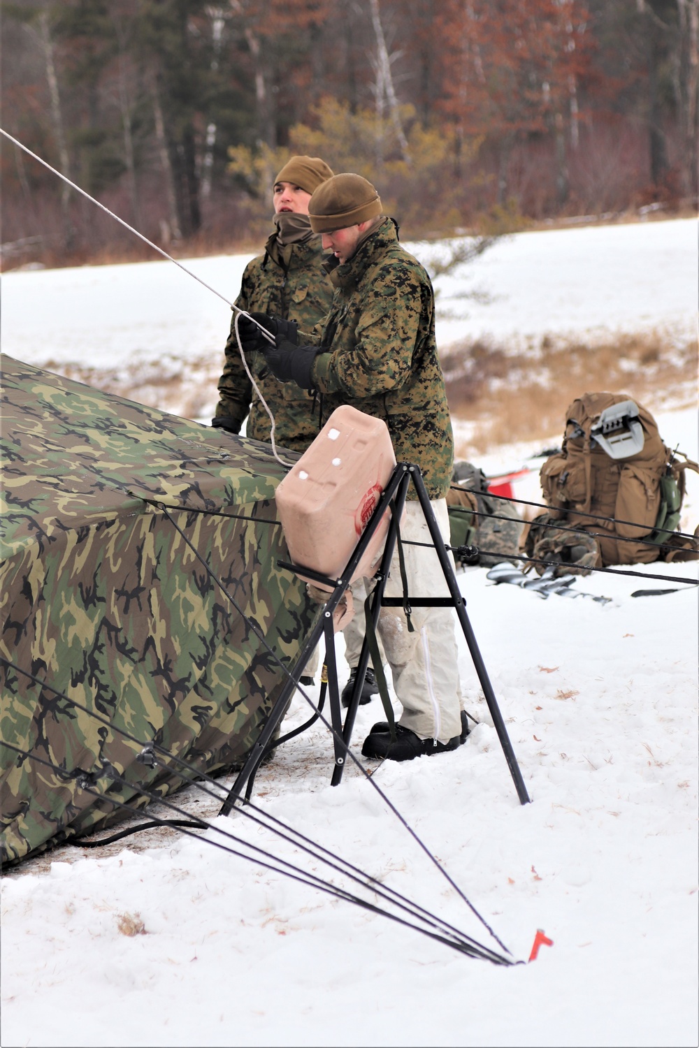 Cold-Weather Operations Course students practice use of Arctic 10-person tent at Fort McCoy