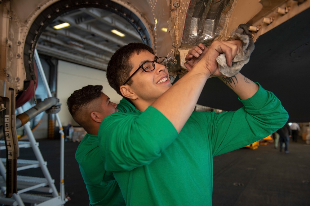 VFA 113 Sailors conduct maintenance
