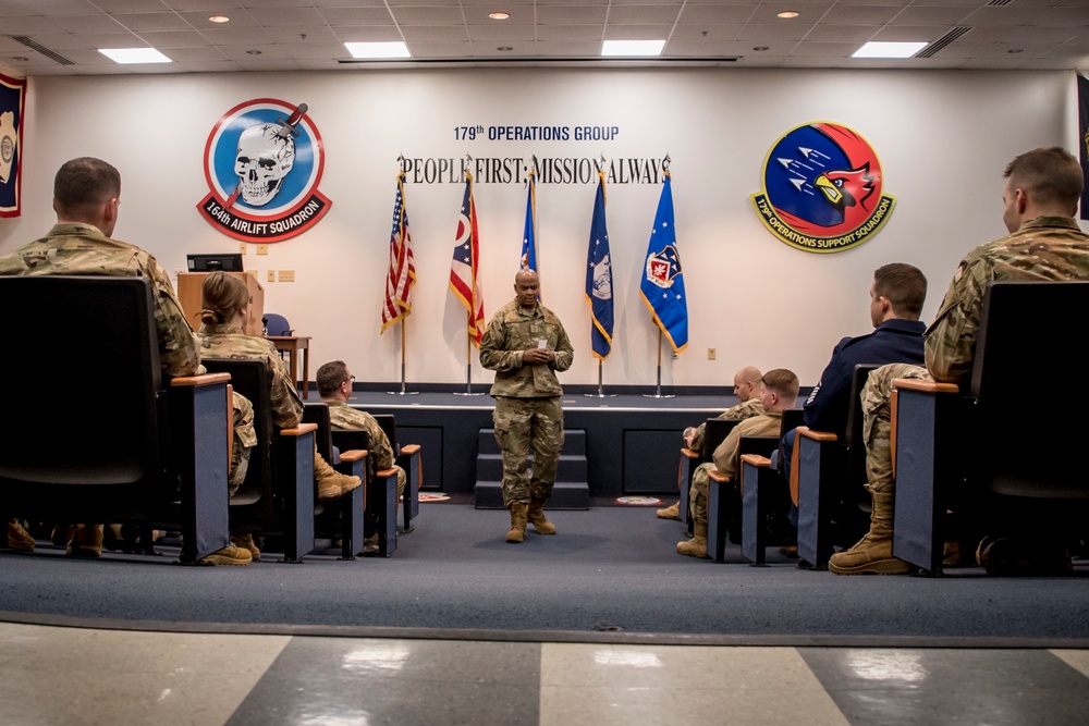 Chief Master Sergeant Edward Taylor III Speaks at the 179th Airlift Wing