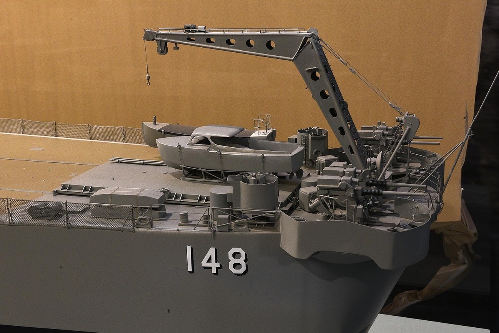 USS Newport News (CA-148) ship model on display at Hampton Roads Naval Museum