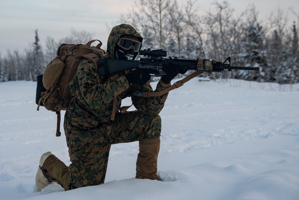 2nd LAAD Marines patrol during Arctic Edge 20