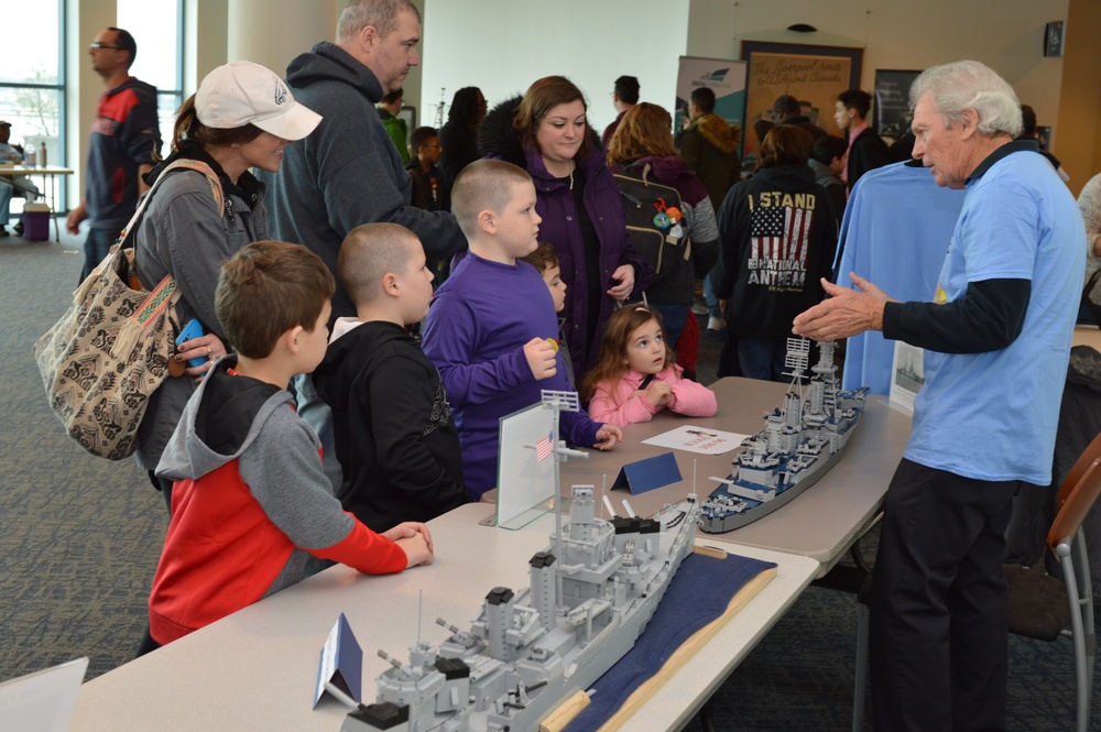 LEGO ship models on display