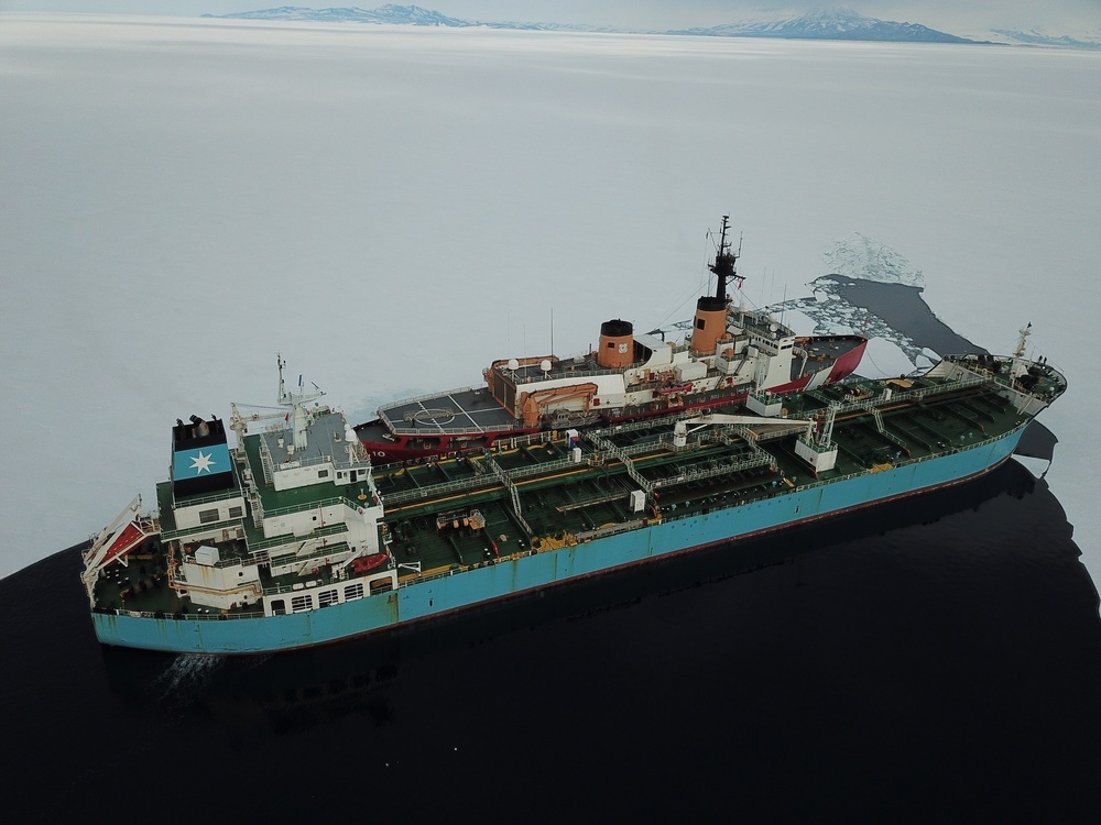 MSC Chartered Ship MT Maersk Peary Conducting Fuel Deliver Operations in Antarctica in Support of Operation Deep Freeze 2020