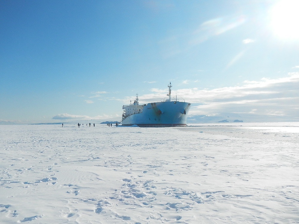 MSC Chartered Ship MT Maersk Peary Conducting Fuel Deliver Operations in Antarctica in Support of Operation Deep Freeze 2020