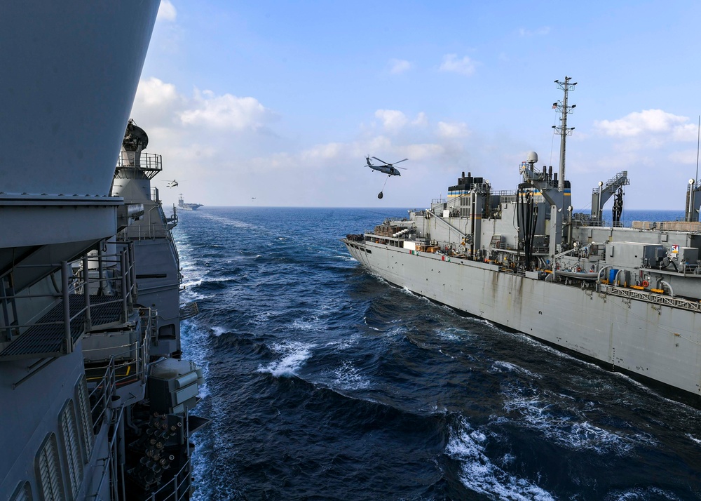 USS Normandy, USS Harry S. Truman Conduct Underway Replenishment With USNS Supply