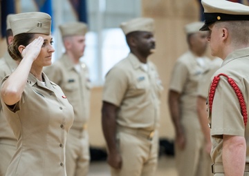 200206-N-TE695-0017 NEWPORT, R.I. (Feb. 6, 2020) -- Navy Officer Development School conducts a khaki uniform inspection
