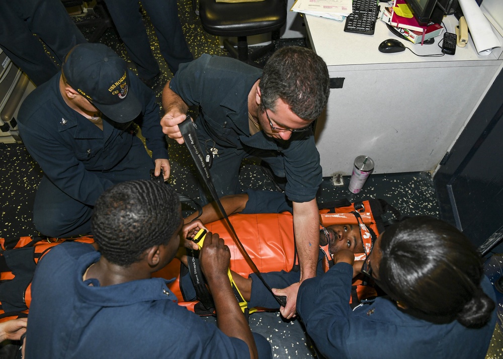 USS Normandy Conducts Stretcher Bearer Training