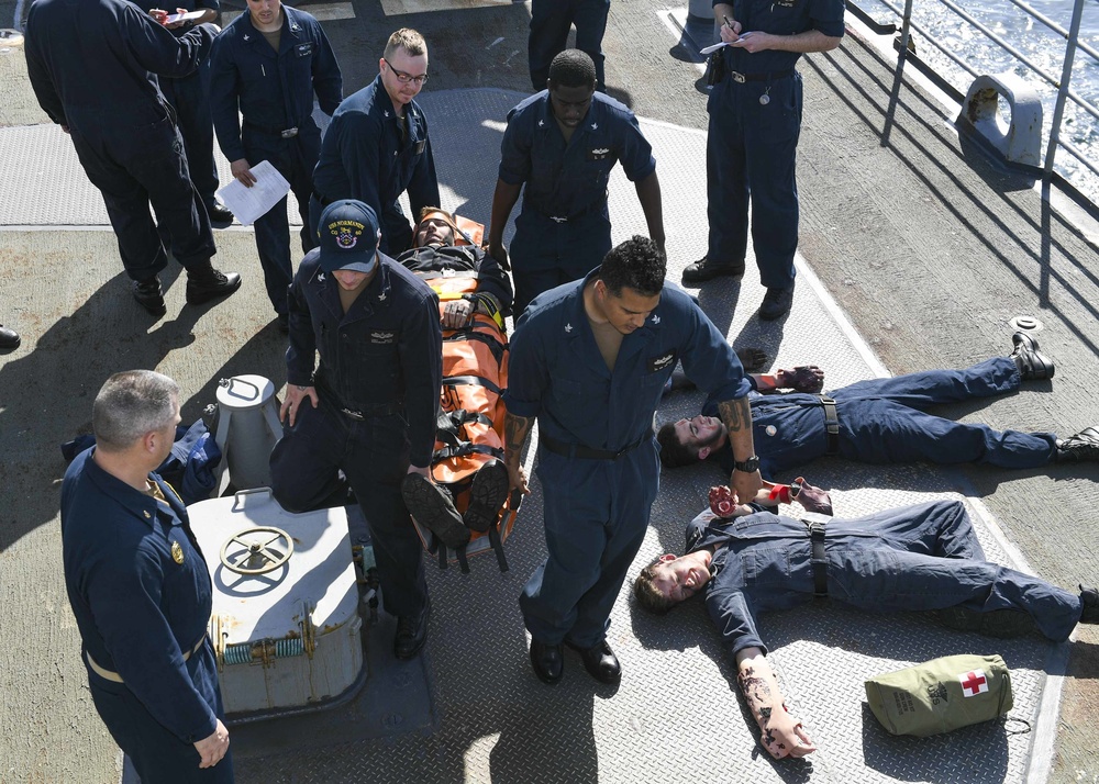 USS Normandy Conducts Mass Casualty Drill