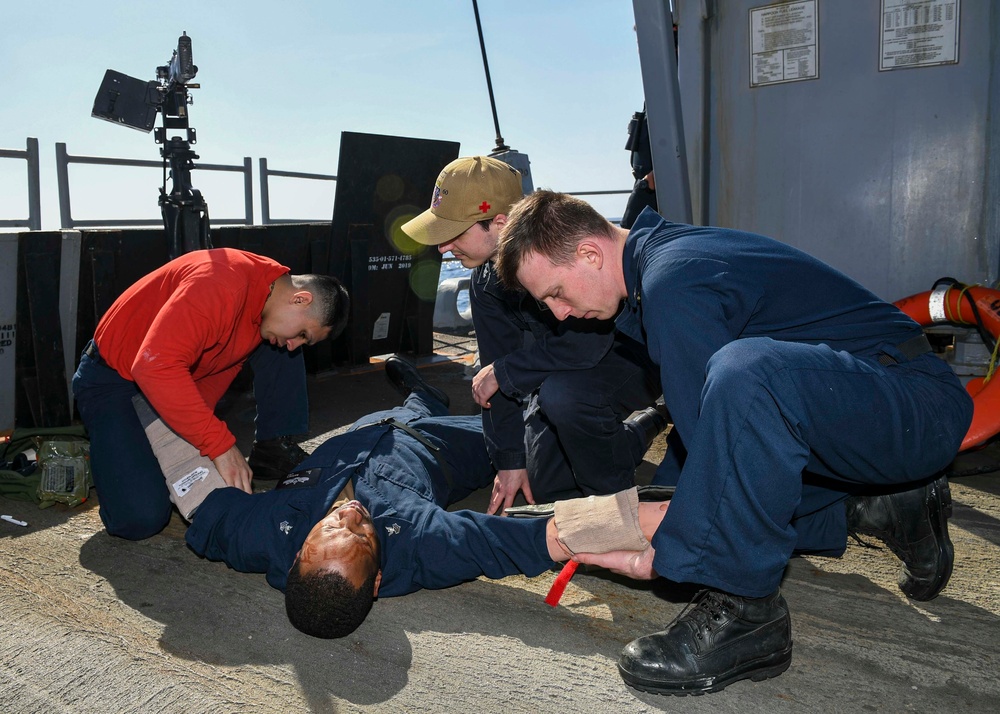 USS Normandy Conducts Mass Casualty Drill