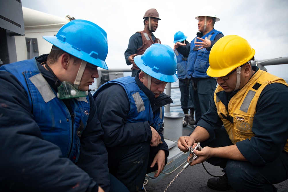 USS Pioneer (MCM 9) conducts mine countermeasure training in the East China Sea