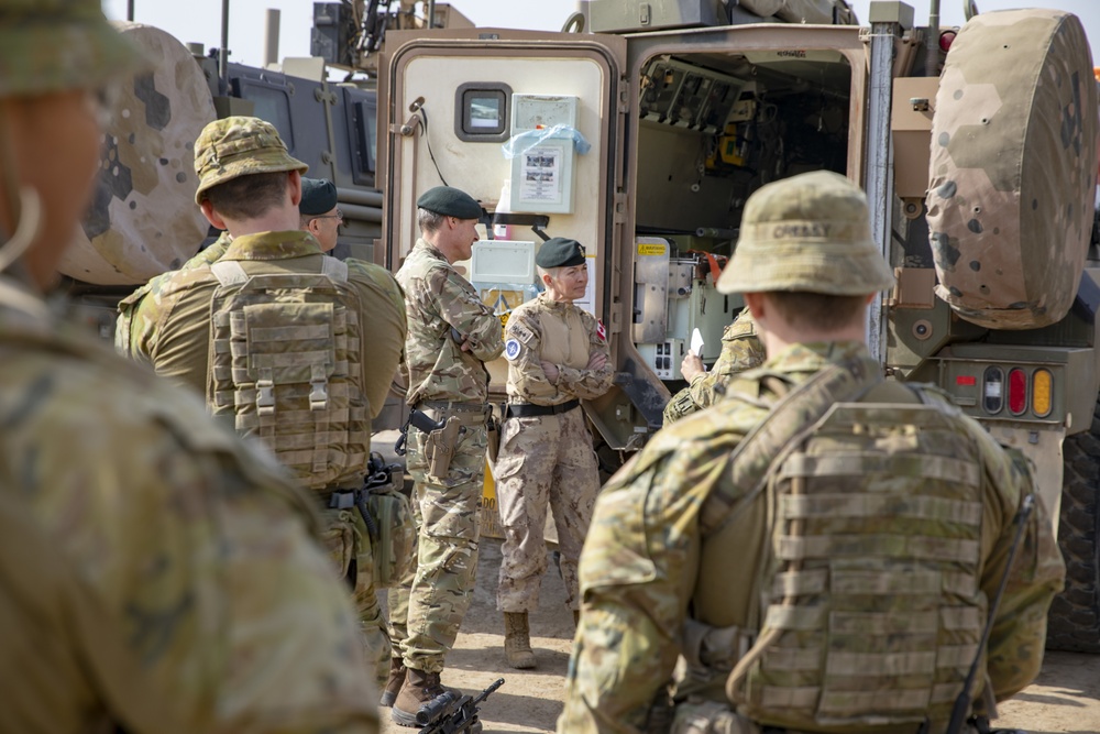 Canadian Major General Jennie Carignan and British Major General Gerald Strickland visit Camp Taji