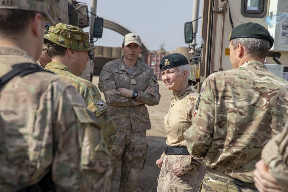 Canadian Major General Jennie Carignan and British Major General Gerald Strickland visit Camp Taji