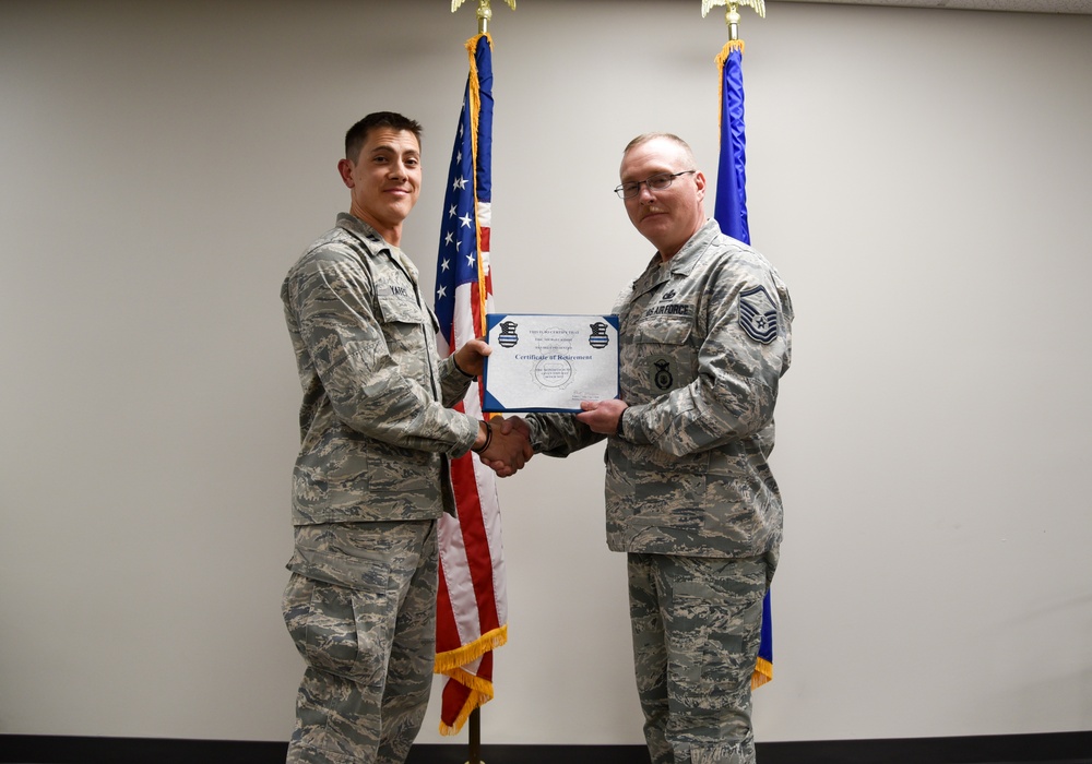 Master Sgt. Eric Kiddie retires