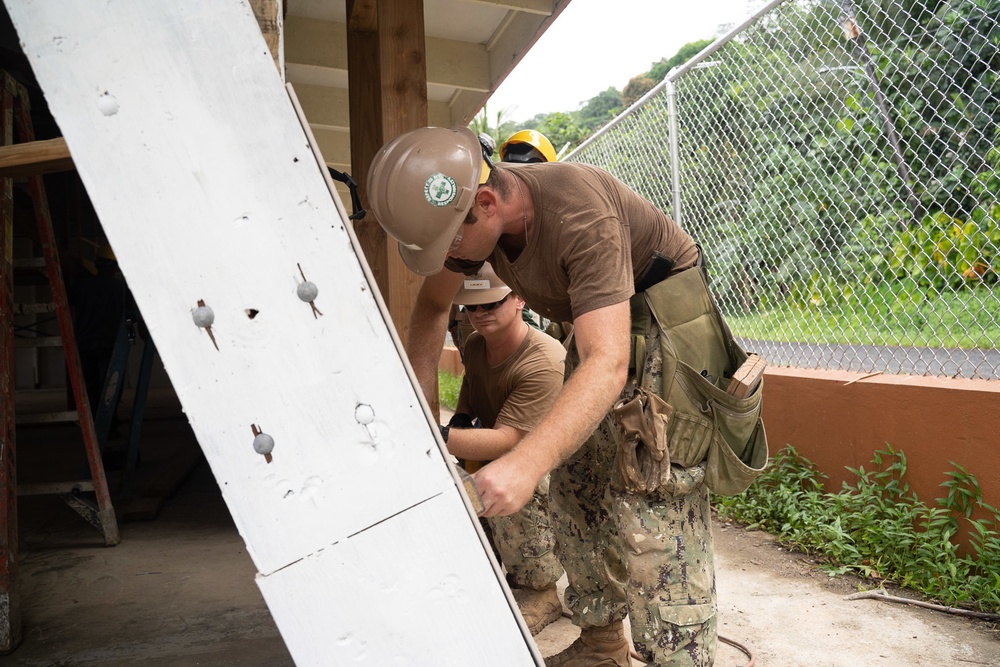 U.S. Navy Seabees with NMCB-5’s Detail Pohnpei renovate Sokehs Elementary School