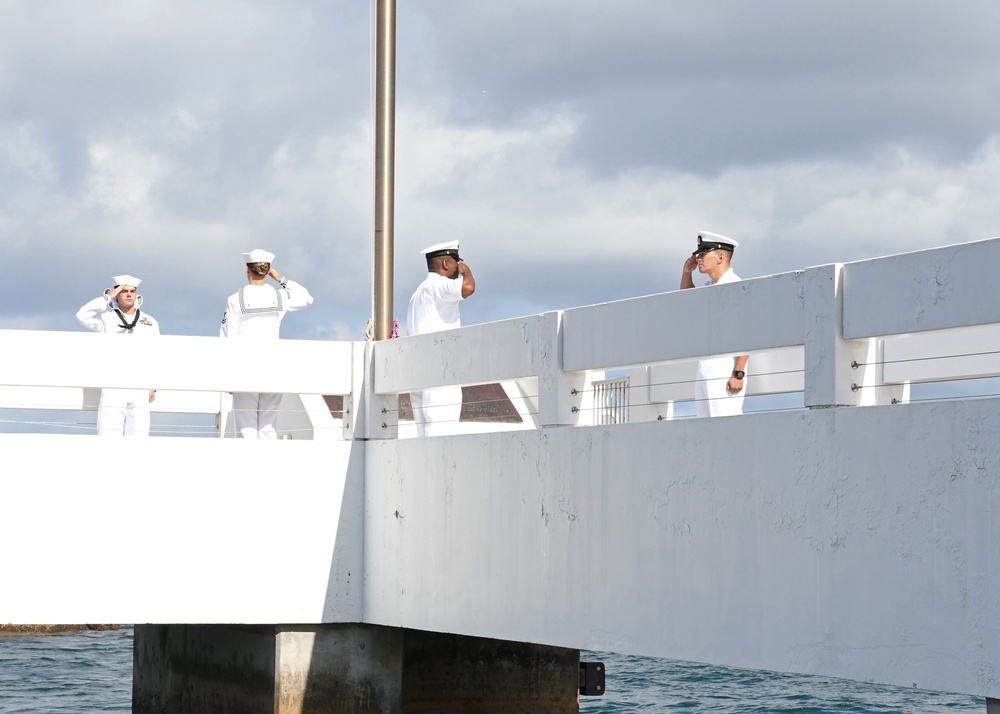 Navy Medical Readiness and Training Command Pearl Harbor Sailors Salute During Taps