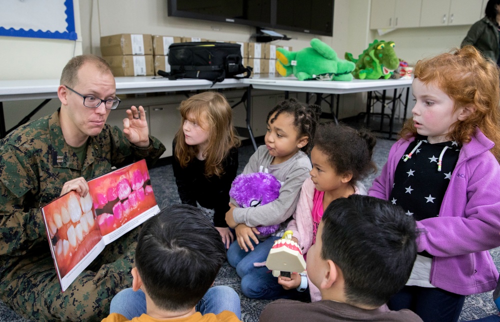 Smile Bones | U.S. Navy Sailors with 3rd Dental Bn. visit local elementary schools