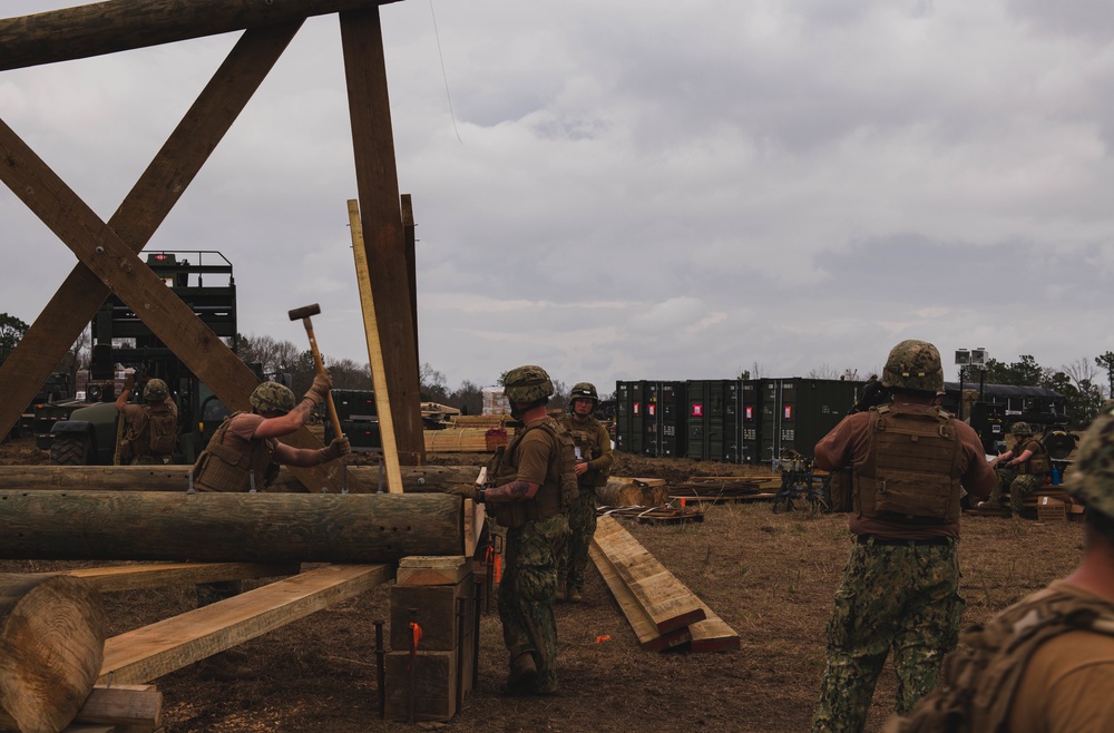 Naval Mobile Construction Battalion 133 Builds A Timber Tower