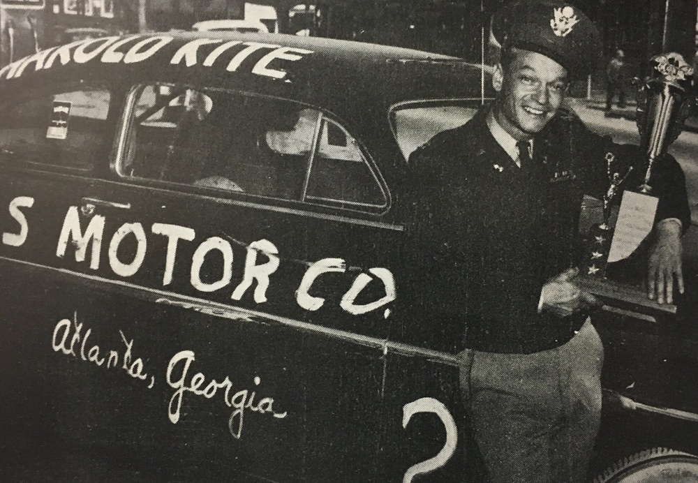 Captain Harold Kite with his 1950 Daytona Victory Trophy