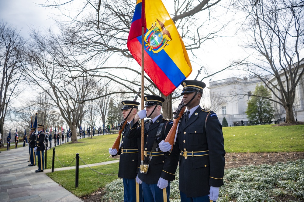 President of the Republic of Ecuador Lenin Moreno Garces Participates in an Armed Forces Full Honors Wreath-Laying Ceremony at the Tomb of the Unknown Soldier