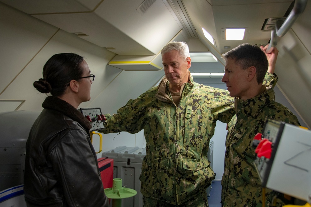 Rear Admiral Fred I. Pyle, Commander, Carrier Strike Group Three visits Patrol Squadron (VP) 46