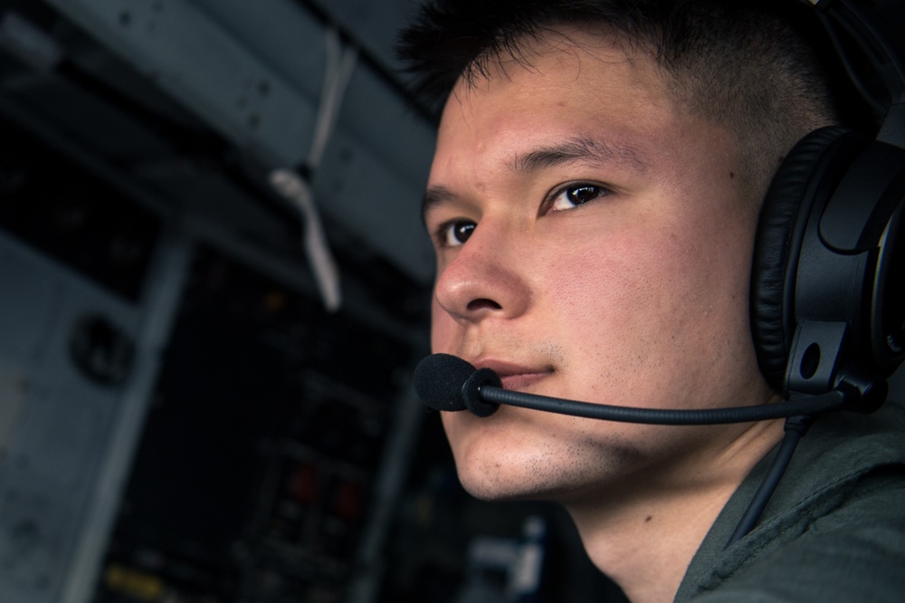 KC-135 Stratotanker refuels fighter aircraft during Cope North 2020