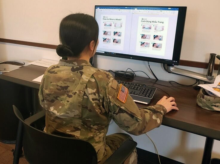Guard unit uses language skills to translate safety message regarding coronavirus