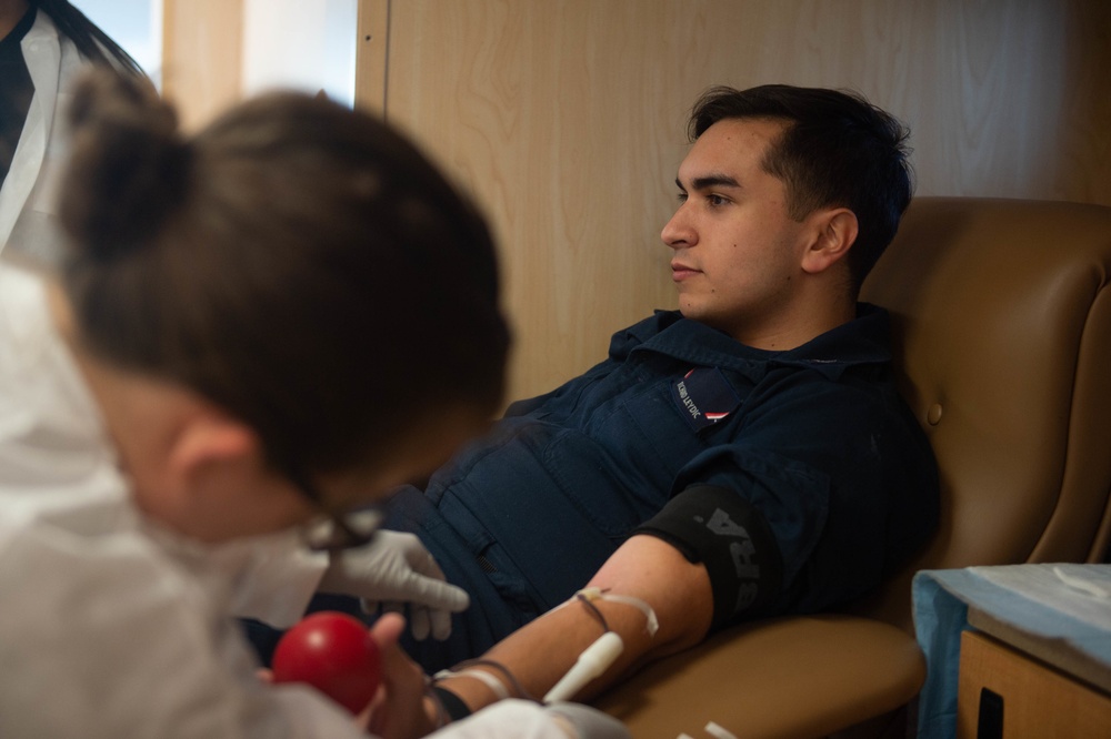 A Sailor donates blood