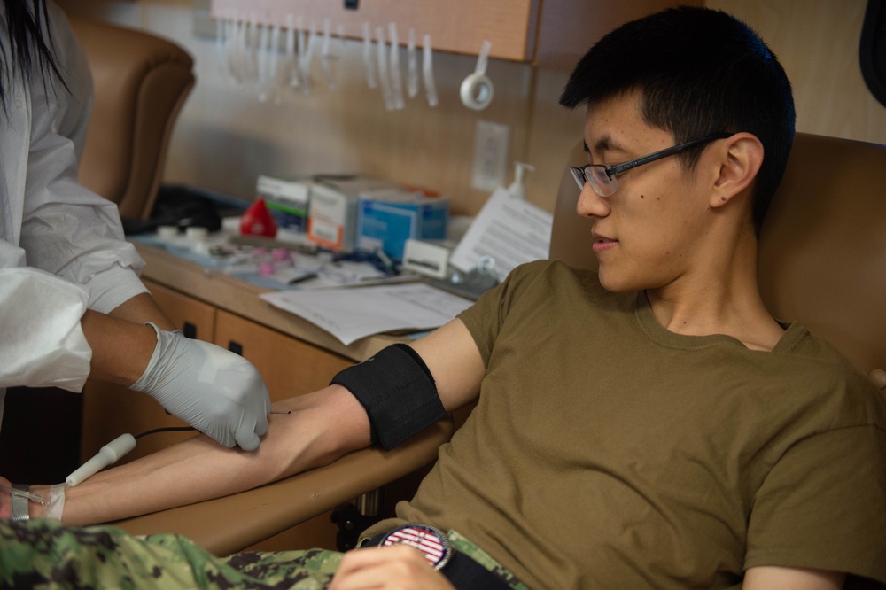 A Sailor donates blood