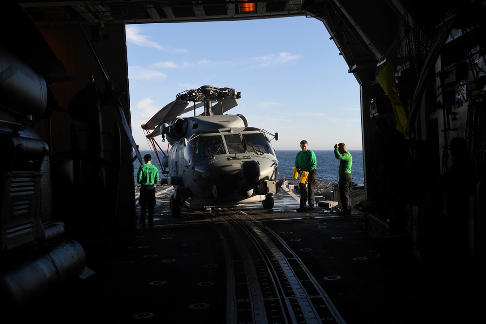 HSM-73 Sailors Move An MH-60R