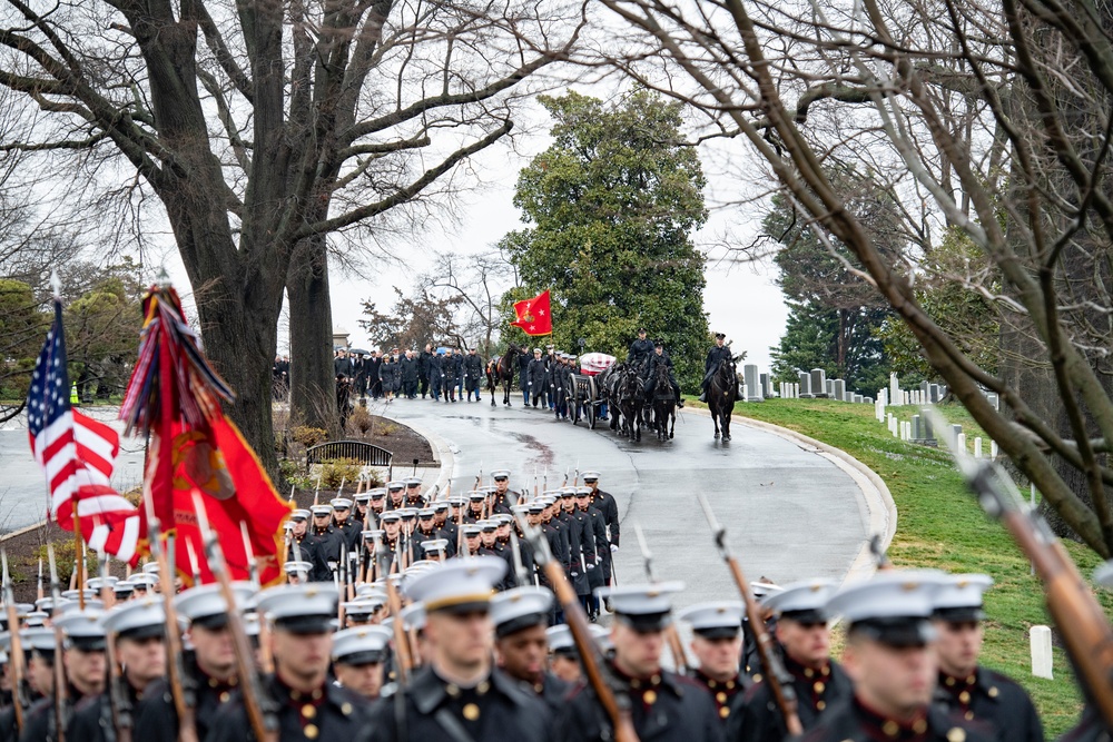 Military Funeral Honors with Funeral Escort are Conducted for retired 28th Commandant of the Marine Corps (CMC) Gen. Paul X. Kelley