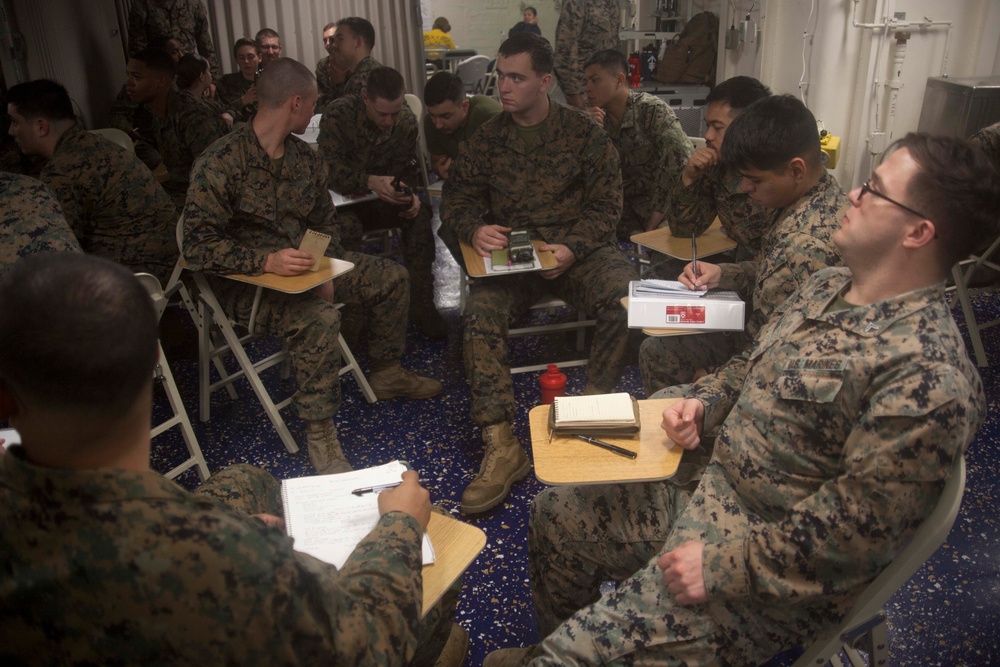 31st MEU Marines conduct Corporals Course professional military education aboard the USS America