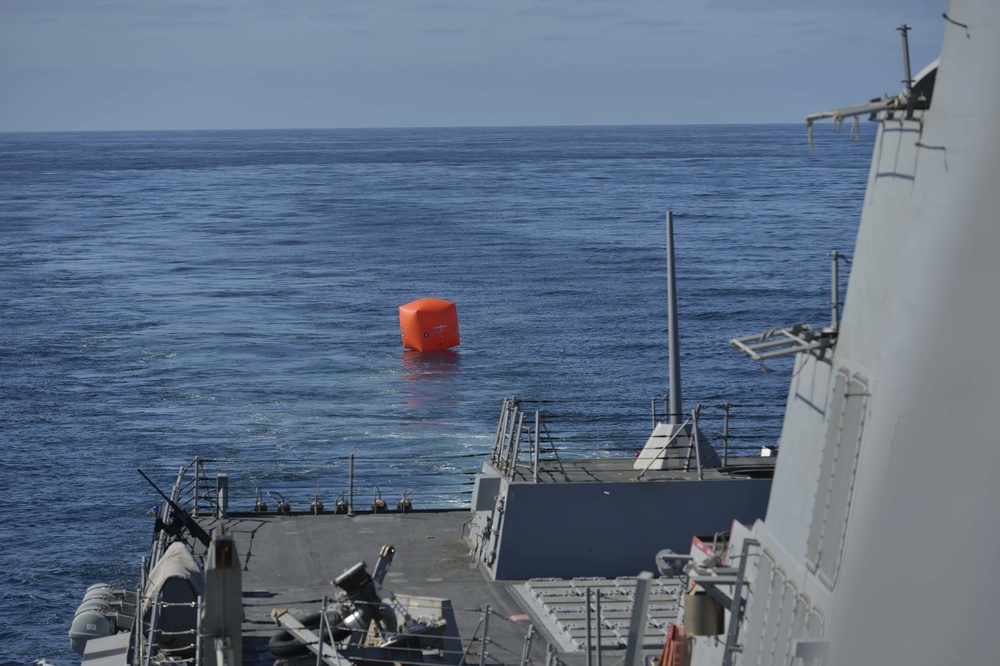 USS Ralph Johnson Releases Large Inflatible Target
